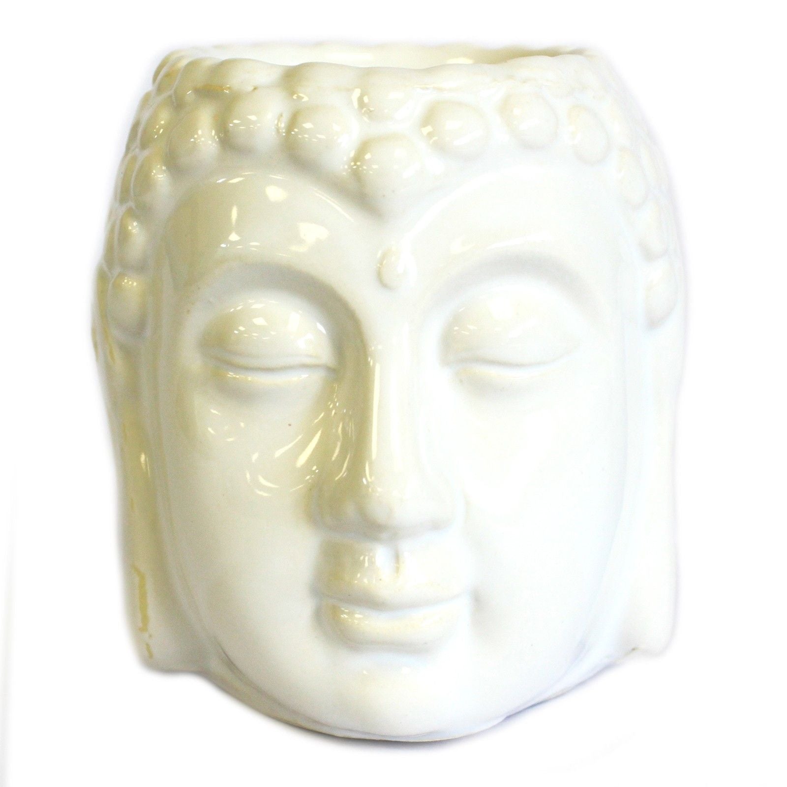 Brûleur huiles essentielles Bouddha blanc en céramique, diffuseur zen décoration épurée
