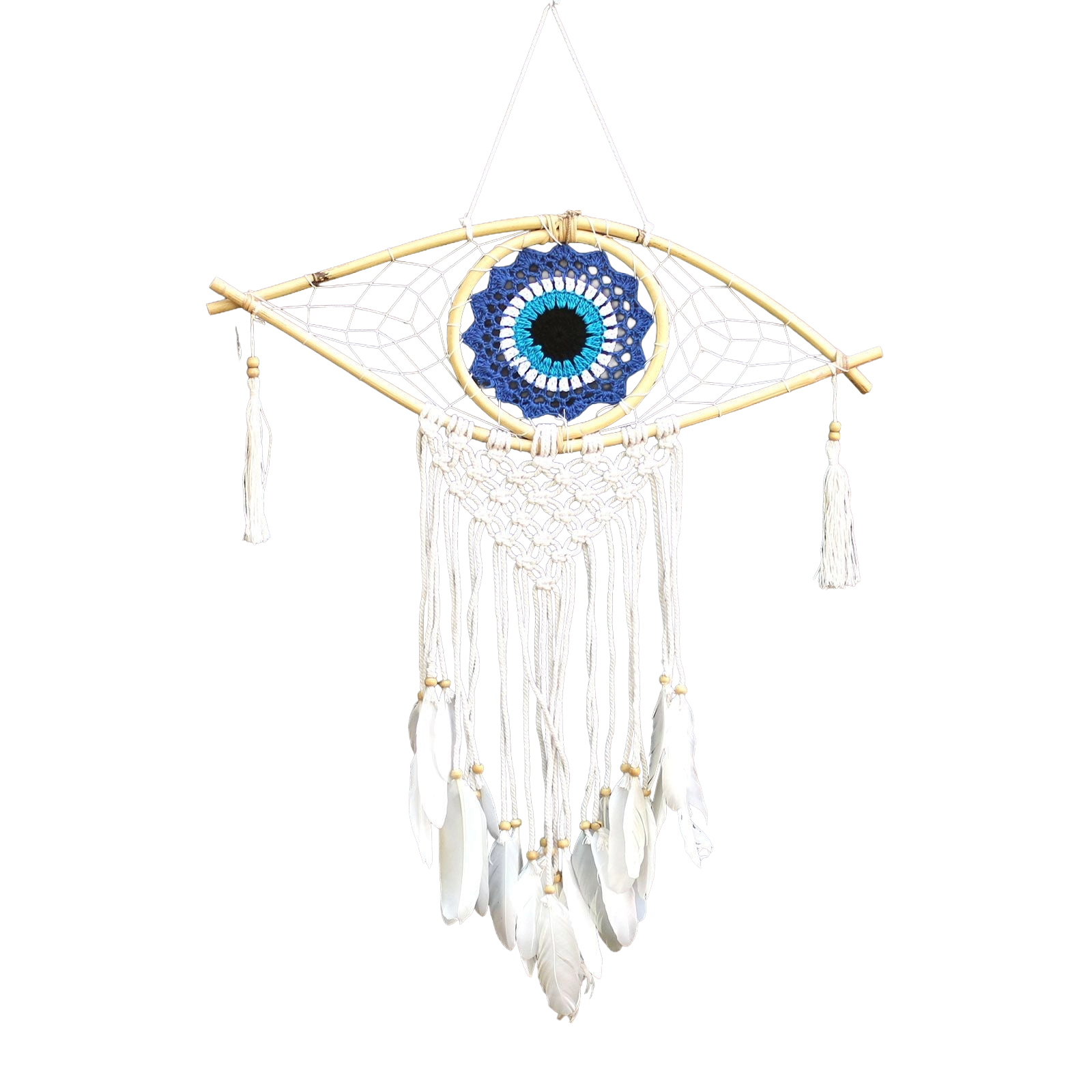 Attrape-Rêves Macramé Œil Bleu | Décoration Zen & Sérénité