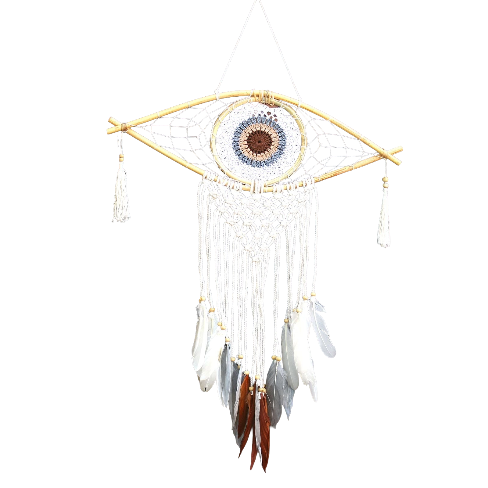 Dream Catcher Protection - Macrame Eye White/Grey/Brown