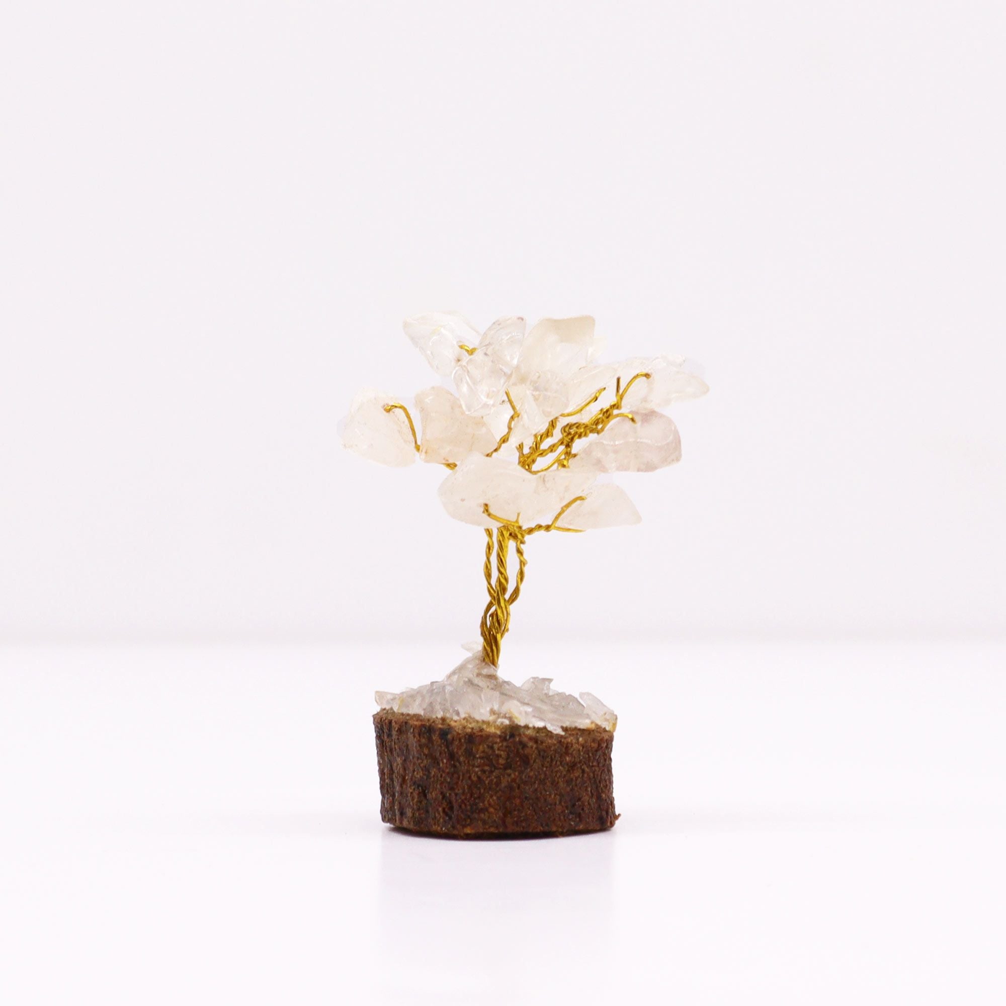 Arbre de Pierres Quartz Cristal Mini | Décoration Zen sur Socle Bois