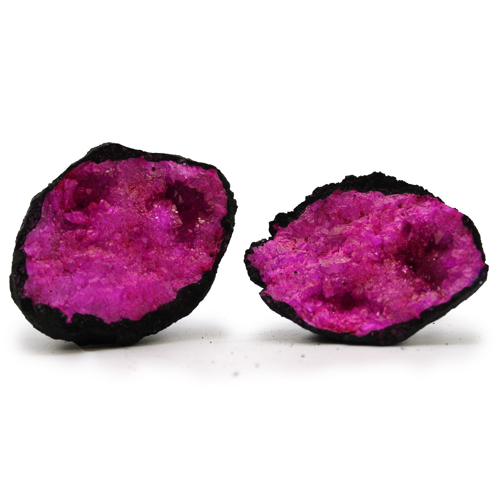 Géode Calcite Colorée Pierre Noire | Décoration Rouge Intense
