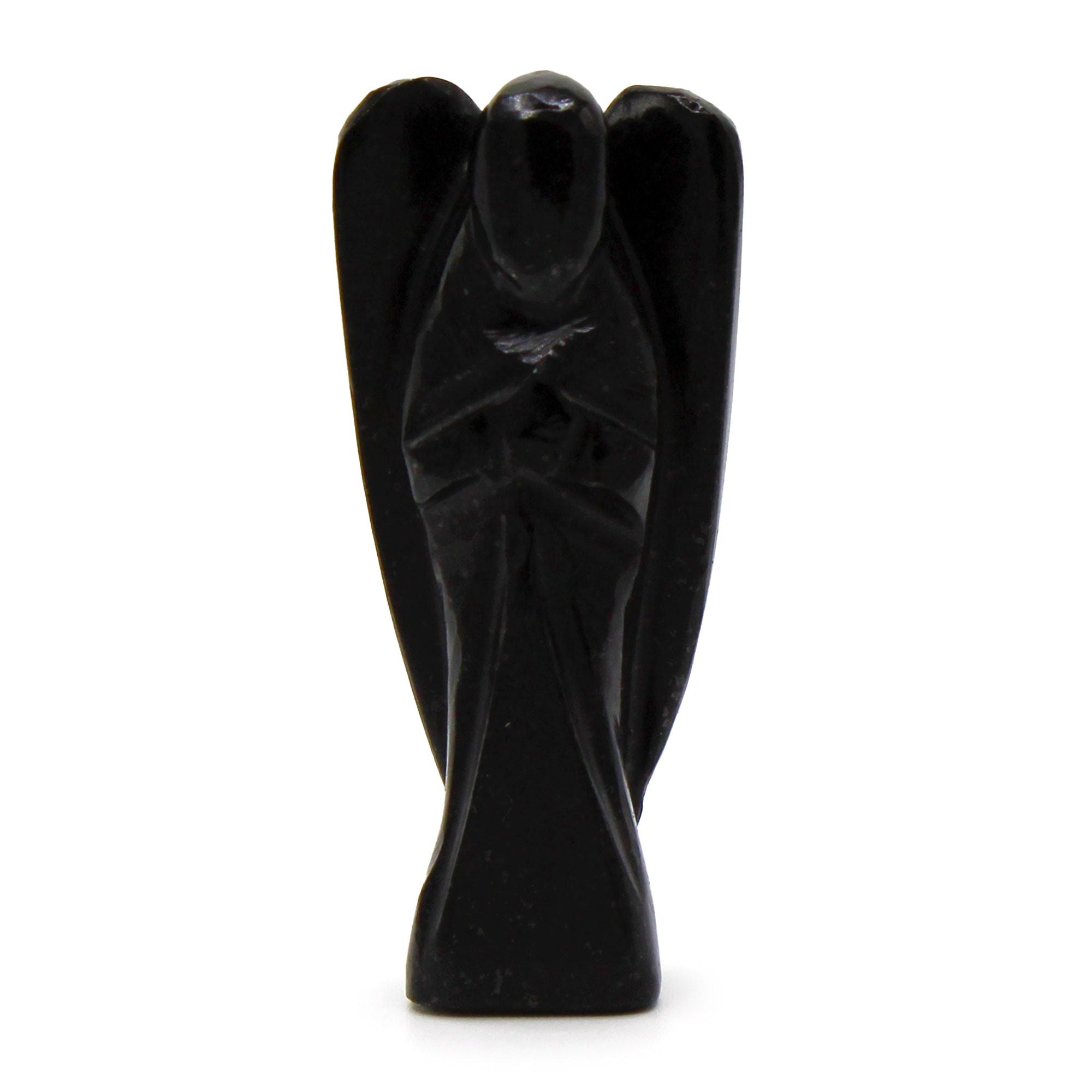 Ange en Agate Noire sculpté main | Décoration zen apaisante
