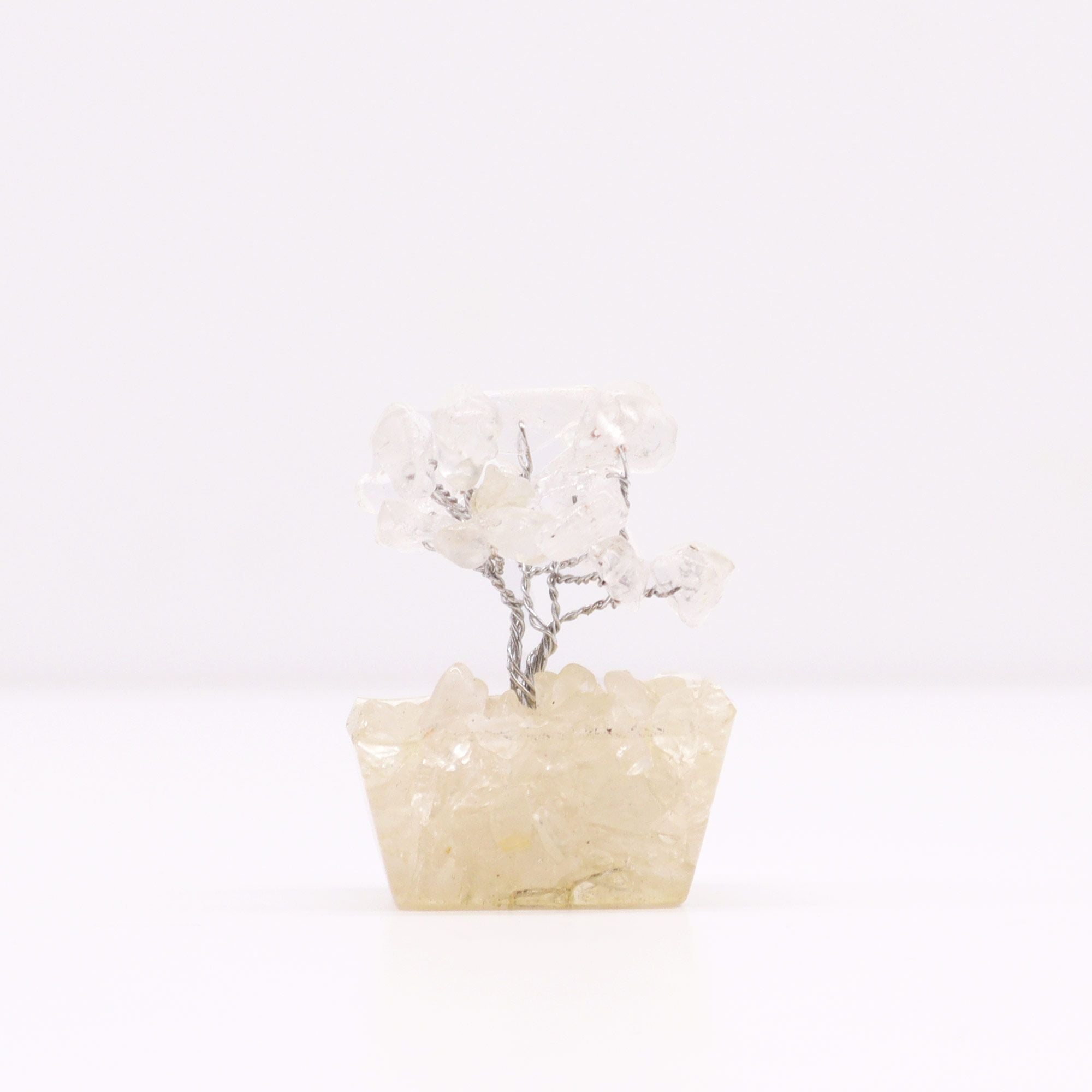 Arbre de Cristal Quartz Laiteux sur Base Orgonite | Décoration Zen