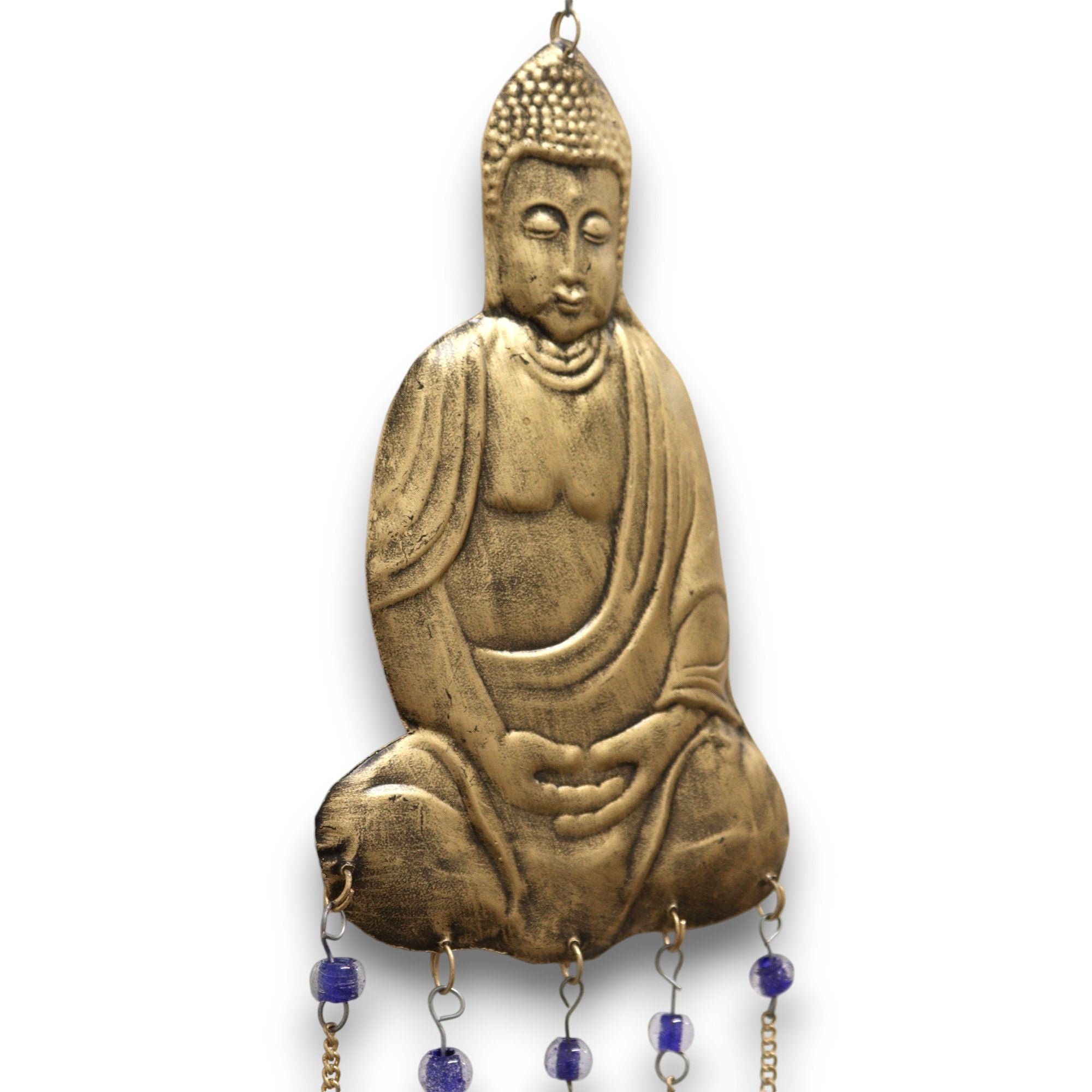 Carillon Bouddha en métal fait main en Inde, décoration spirituelle favorisant le calme et l’équilibre intérieur