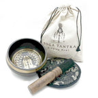 Bol chantant avec symbole Yogi, maillet en bois, coussin et pochette de rangement pour méditation et relaxation