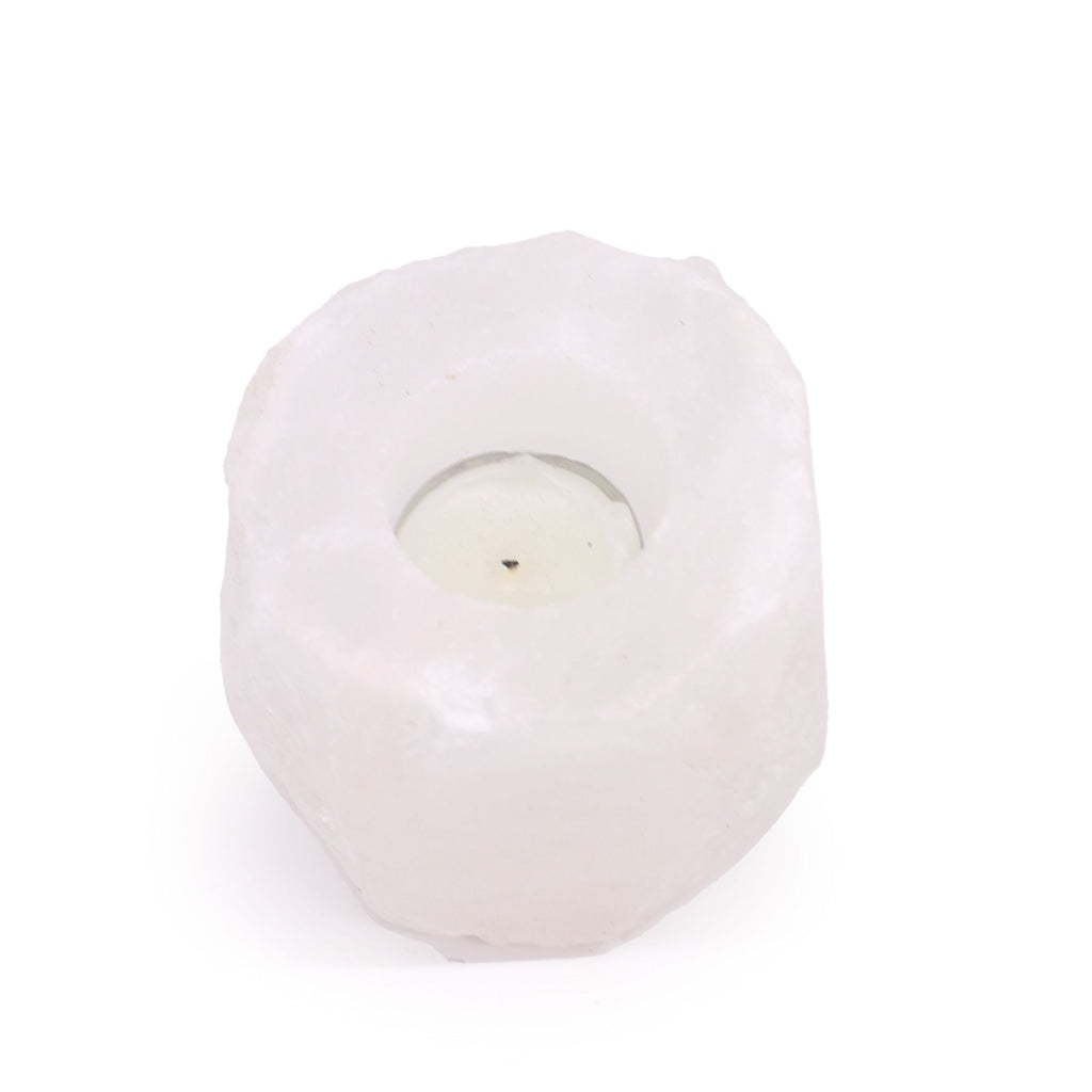 bougeoir sel cristal blanc design minimaliste naturel