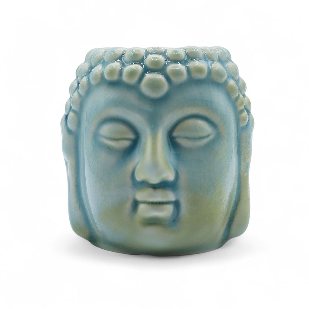 Brûleur huiles essentielles Bouddha bleu en céramique, diffuseur zen décoratif pour huiles parfumées