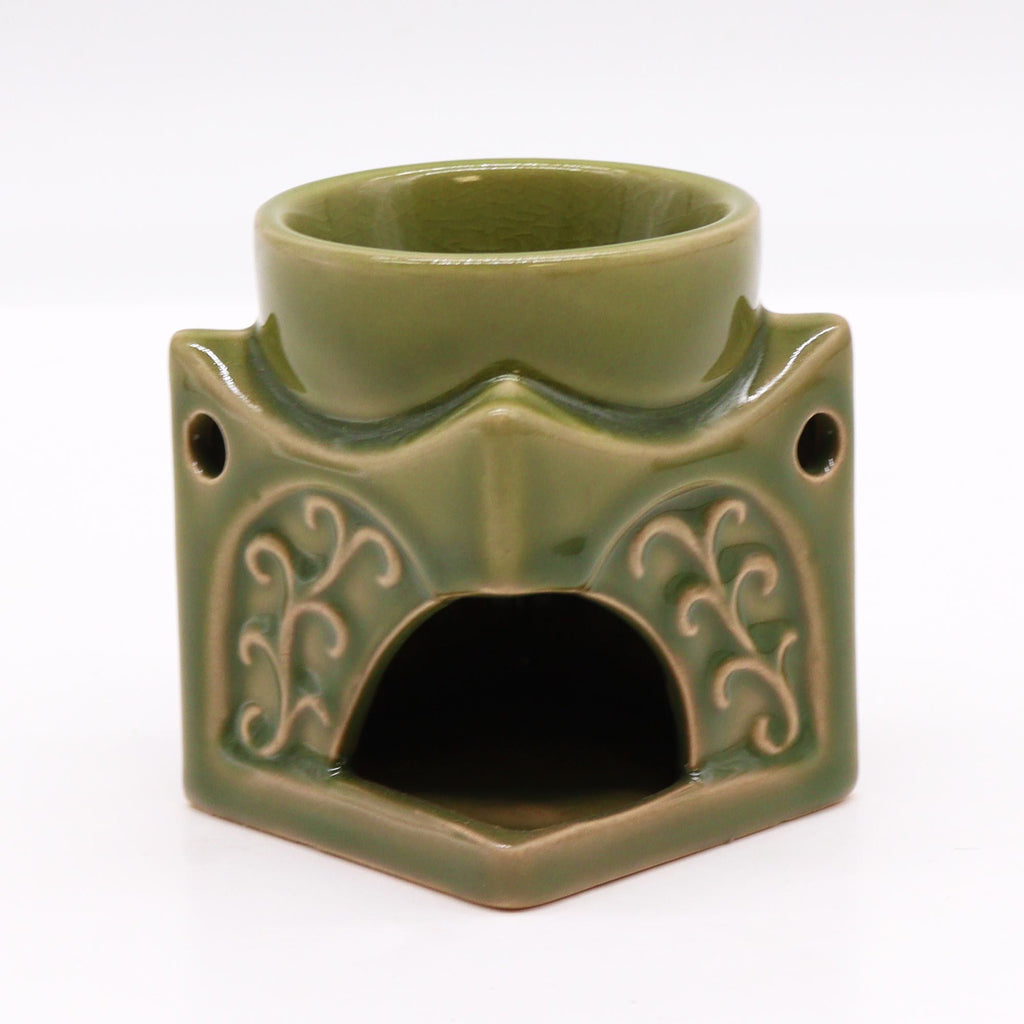 Brûleur Bouddha carré bleu poudré avec ouverture pour bougie chauffe-plat, diffuseur d’ambiance zen en céramique