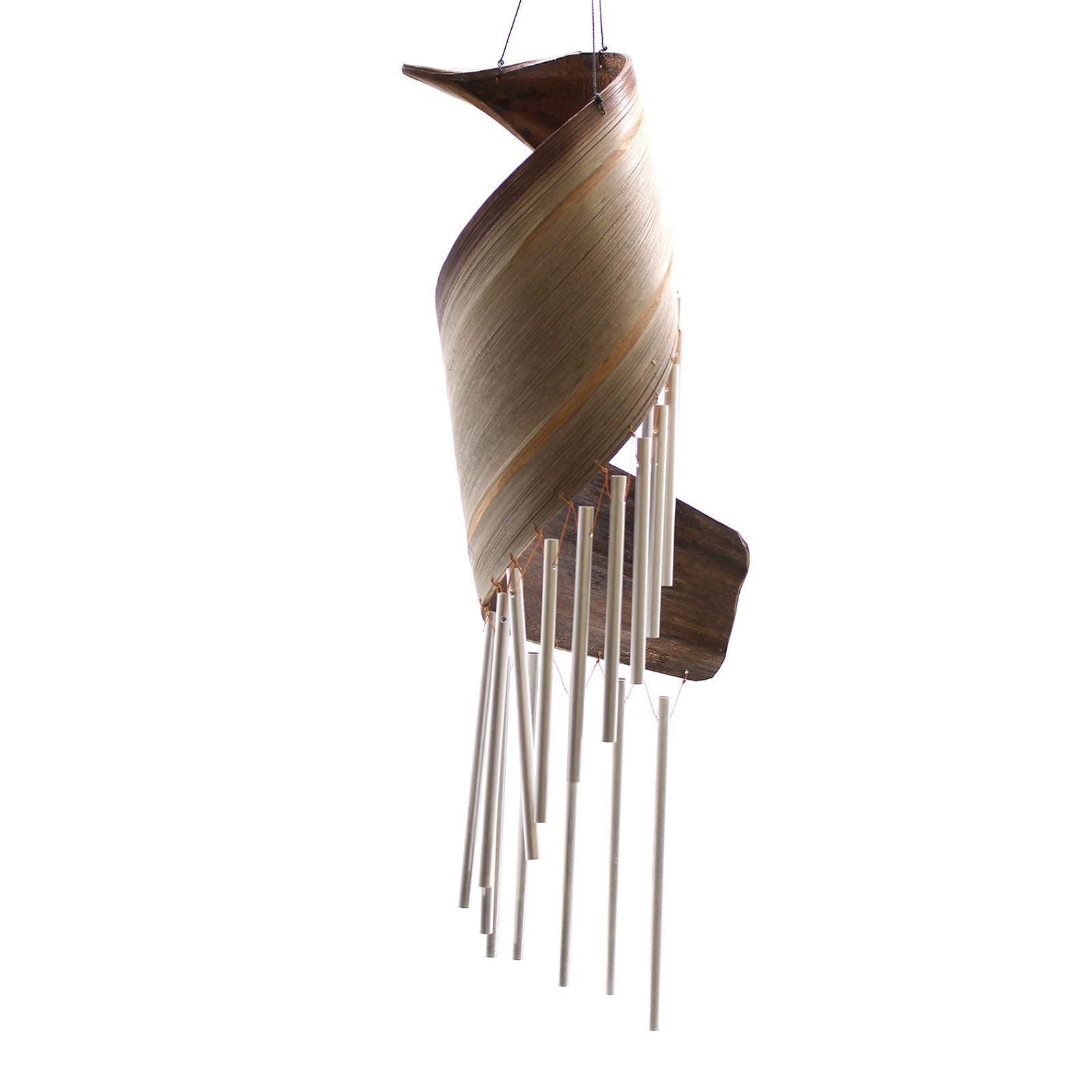 Carillon en feuille de coco naturel fait main à Bali, décoration naturelle zen pour intérieur et extérieur