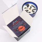 Boîte Belier ouverte contenant bracelet en pierres naturelles et bougie parfumée aux cristaux pour rituel bien-être