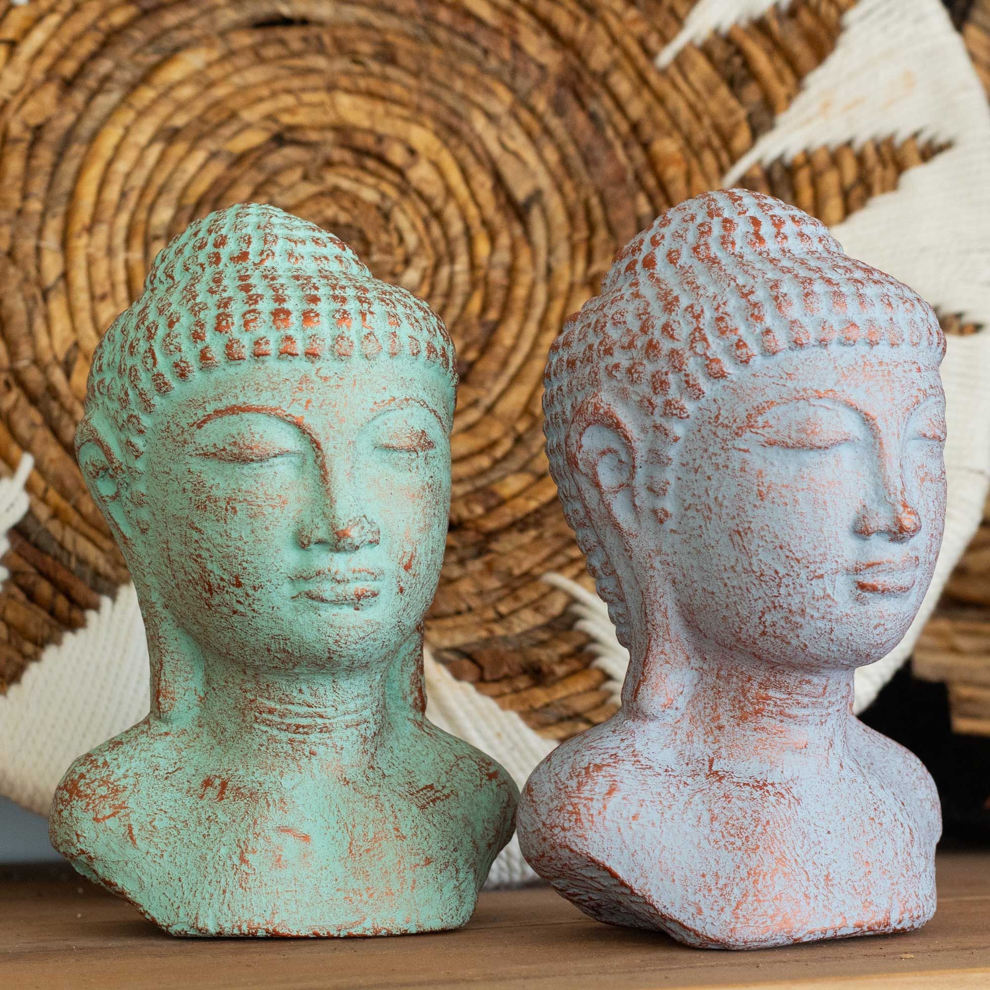collection statues bouddha couleurs gris vert bleu decoration zen