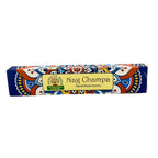 Détail boîte encens Namaste Mandala nag champa avec motif mandala coloré et packaging artisanal