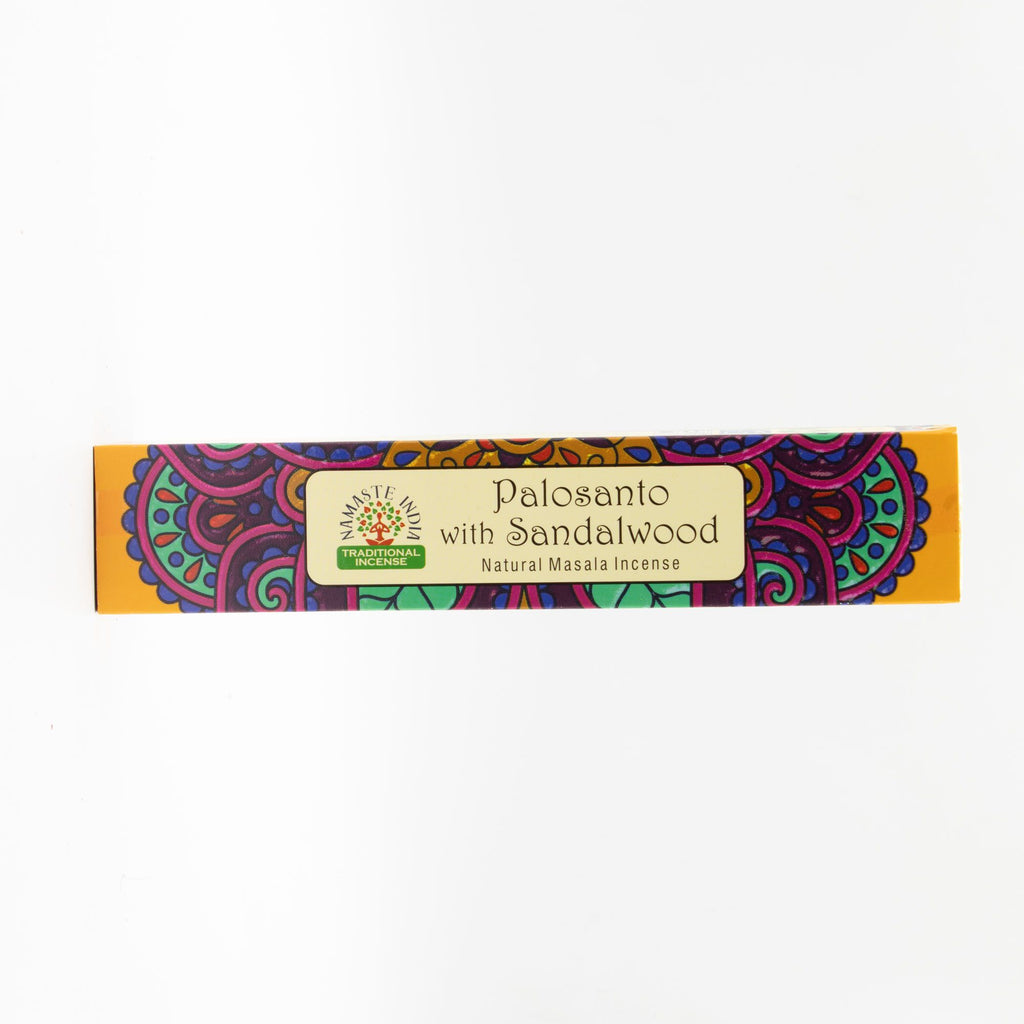 Étui encens palo santo bois de santal design mandala coloré parfum oriental et boisé