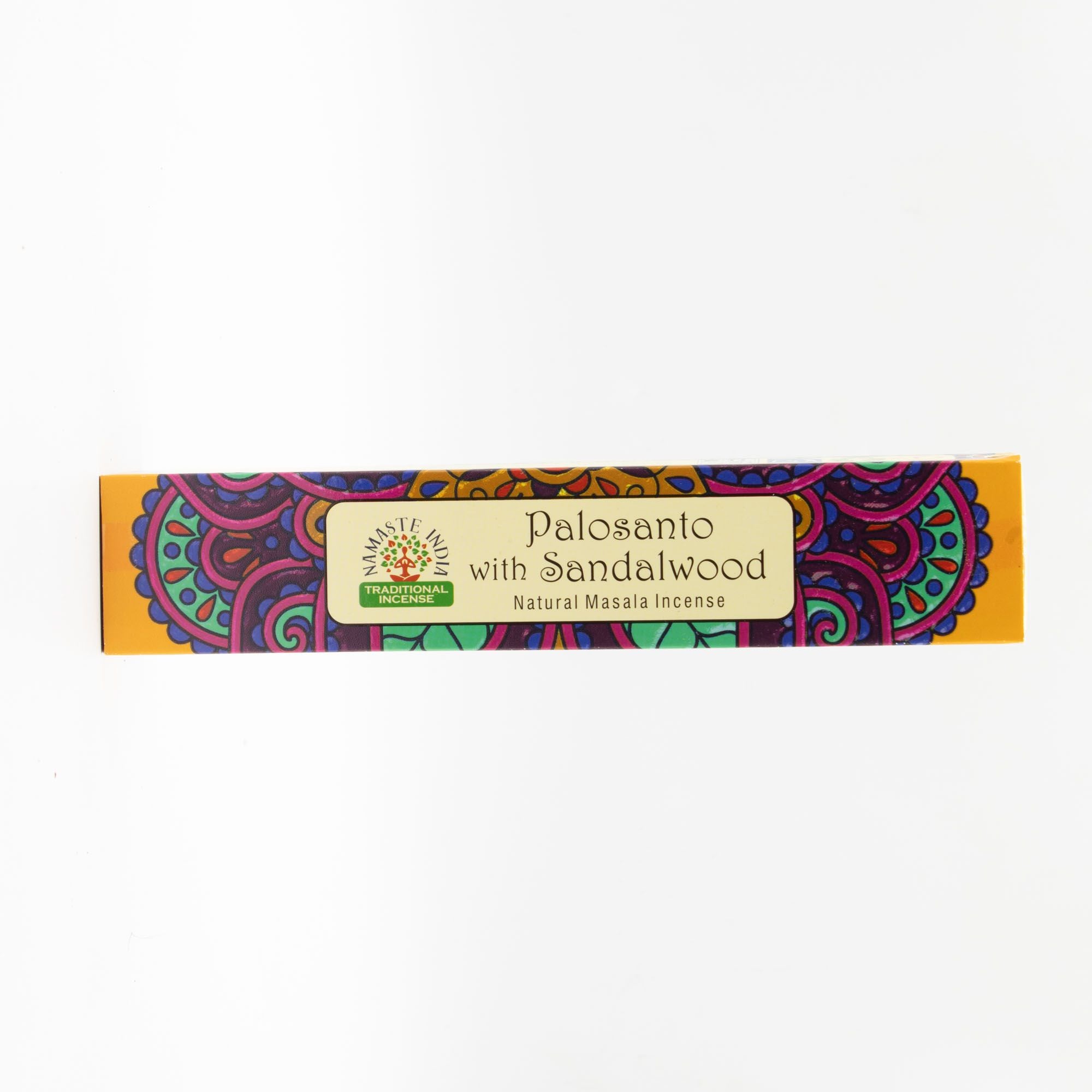 Étui encens palo santo bois de santal design mandala coloré parfum oriental et boisé