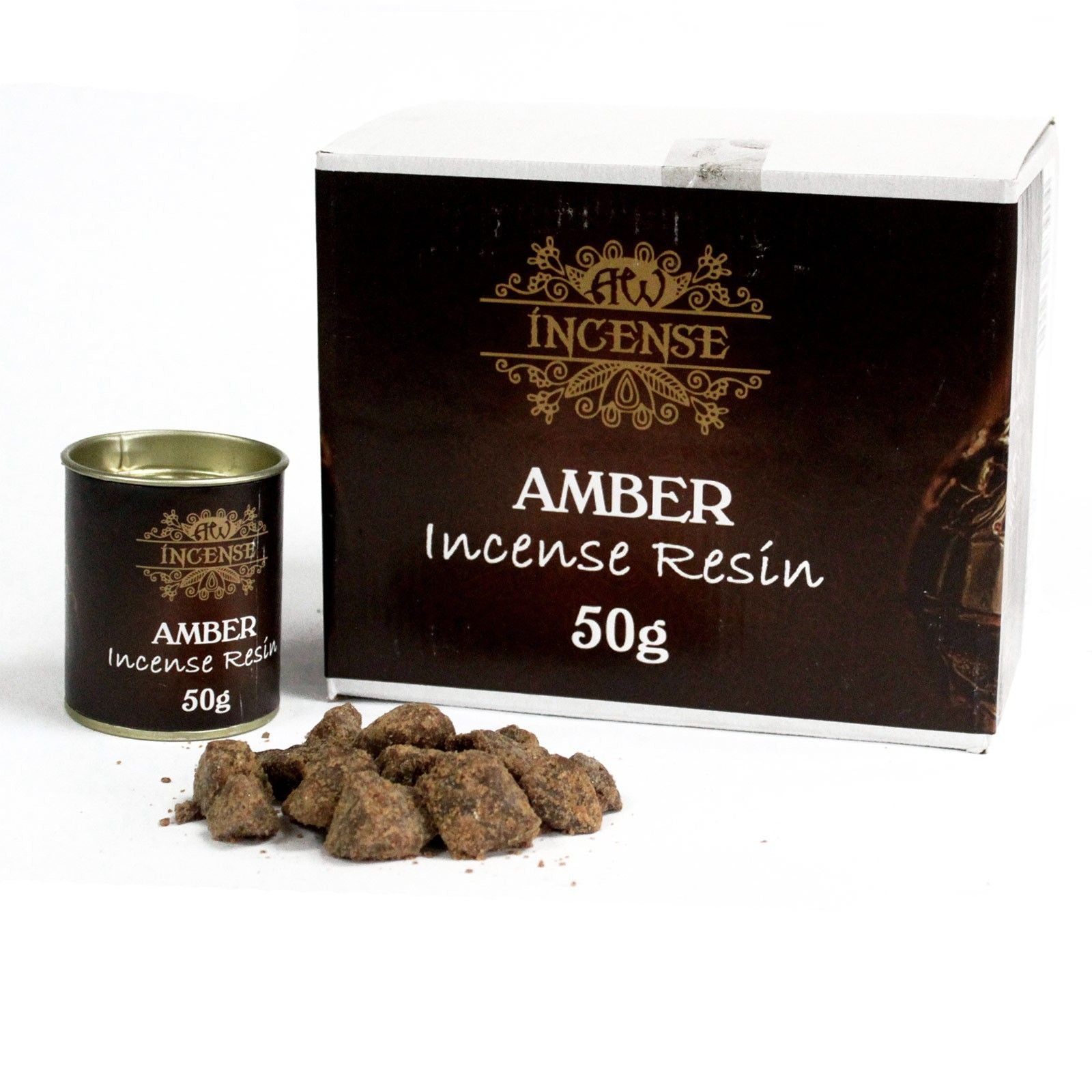 Résine d’encens ambre 50g avec boîte et grains naturels pour purification et rituel spirituel
