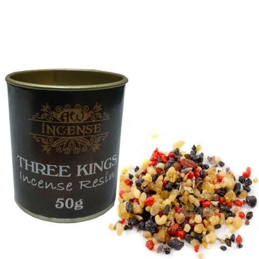 Grains de résine three kings avec pot 50g pour encens sur charbon et purification énergétique