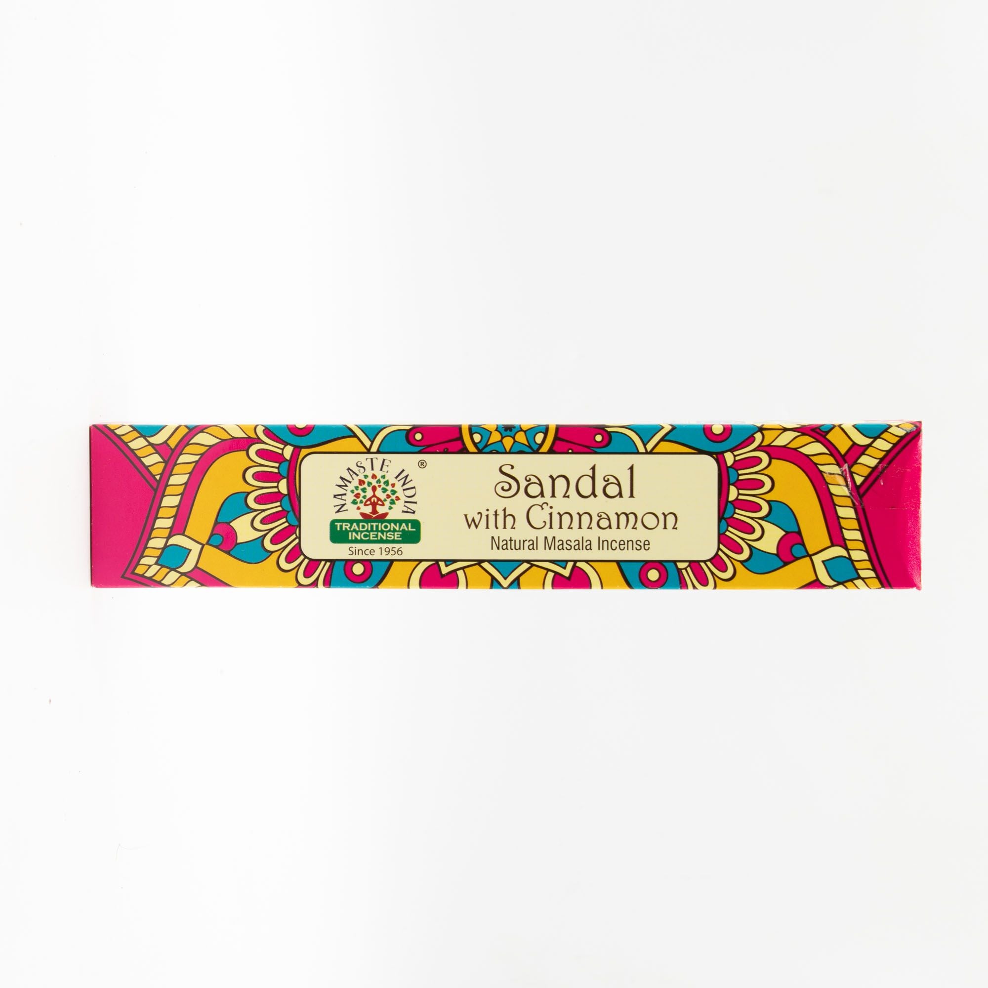 Étui encens santal cannelle design mandala coloré parfum oriental et boisé