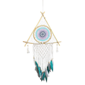 Protection Dream Catcher - Lrg Macrame Pyramid White/Turquoise