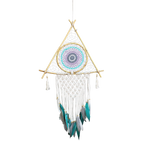 Protection Dream Catcher - Lrg Macrame Pyramid White/Turquoise