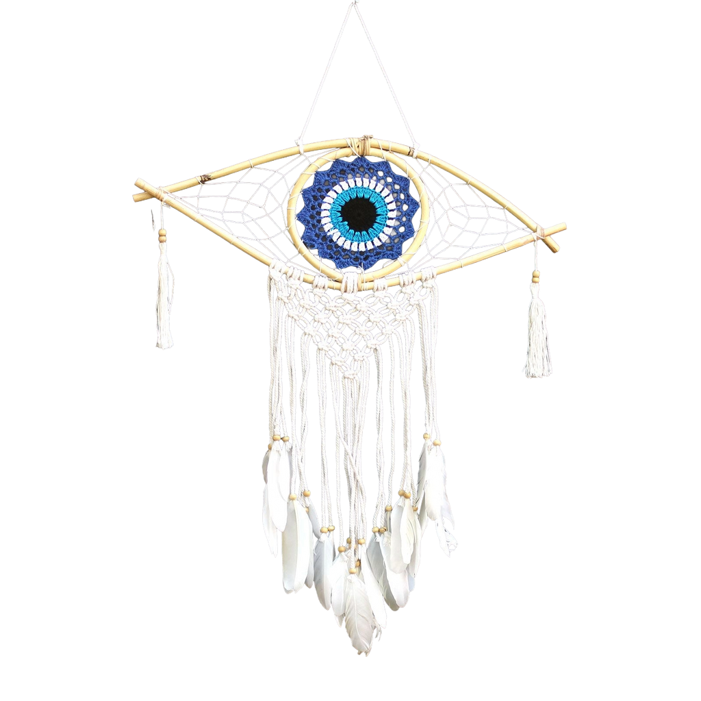 Attrape-Rêves Macramé Œil Bleu | Décoration Zen & Sérénité