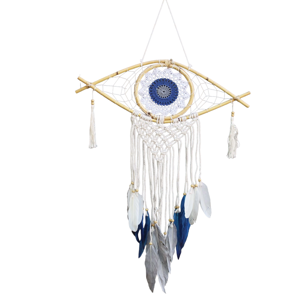 Dream Catcher Protection - Macrame Eye White/Blue/Grey