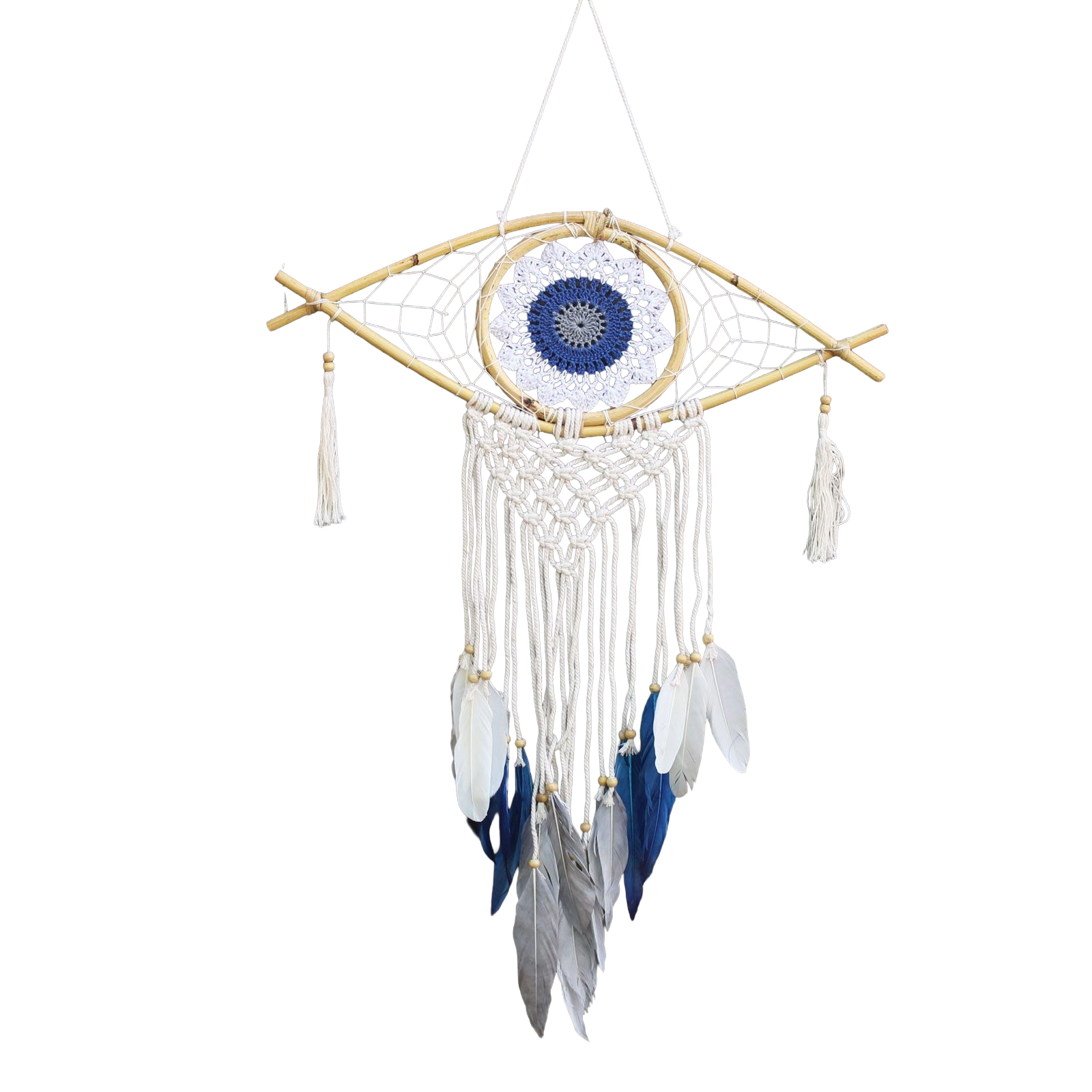 Dream Catcher Protection - Macrame Eye White/Blue/Grey