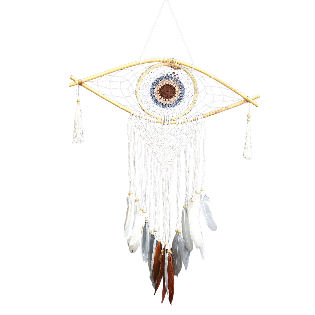 Dream Catcher Protection - Macrame Eye White/Grey/Brown