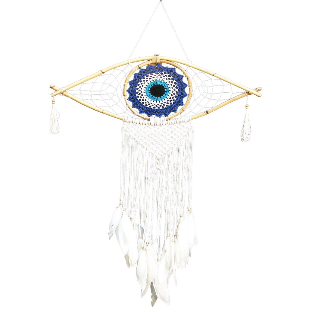 Attrape-Rêves Macramé Œil Bleu | Décoration Zen Apaisante