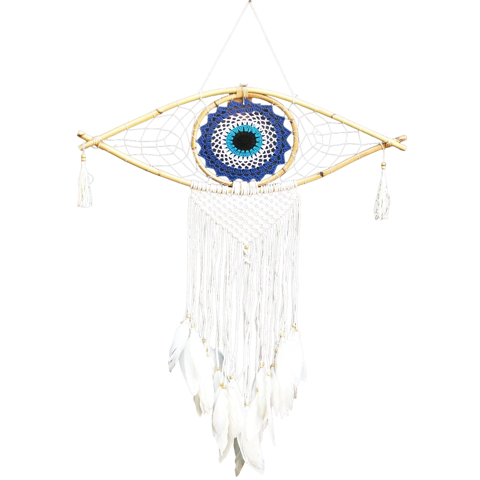 Attrape-Rêves Macramé Œil Bleu | Décoration Zen Apaisante