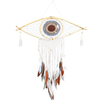 Protection Dream Catcher - Lrg Macrame Eye White/Grey/Brown