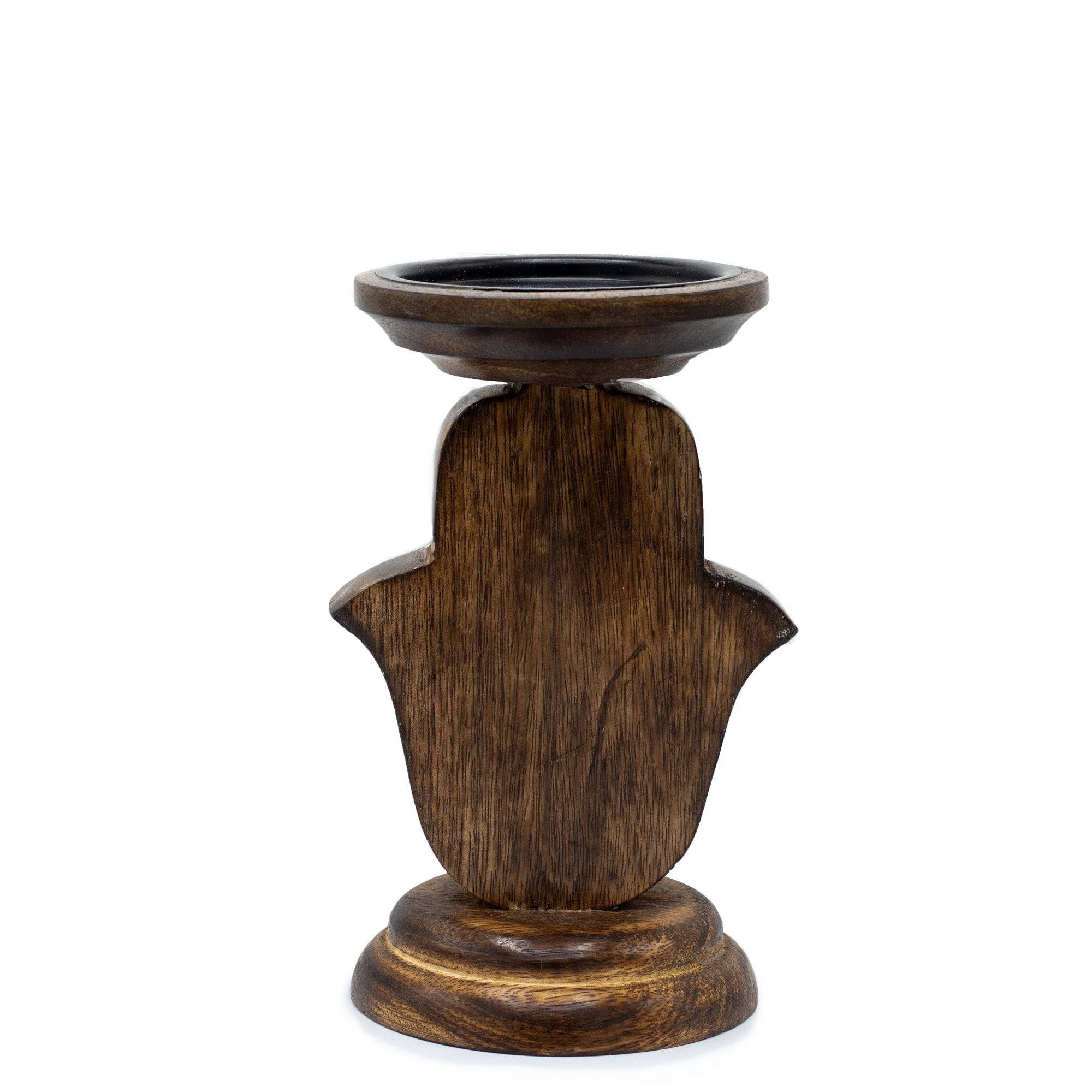 Bougeoirs hamsa en bois sculpté décoration spirituelle bohème