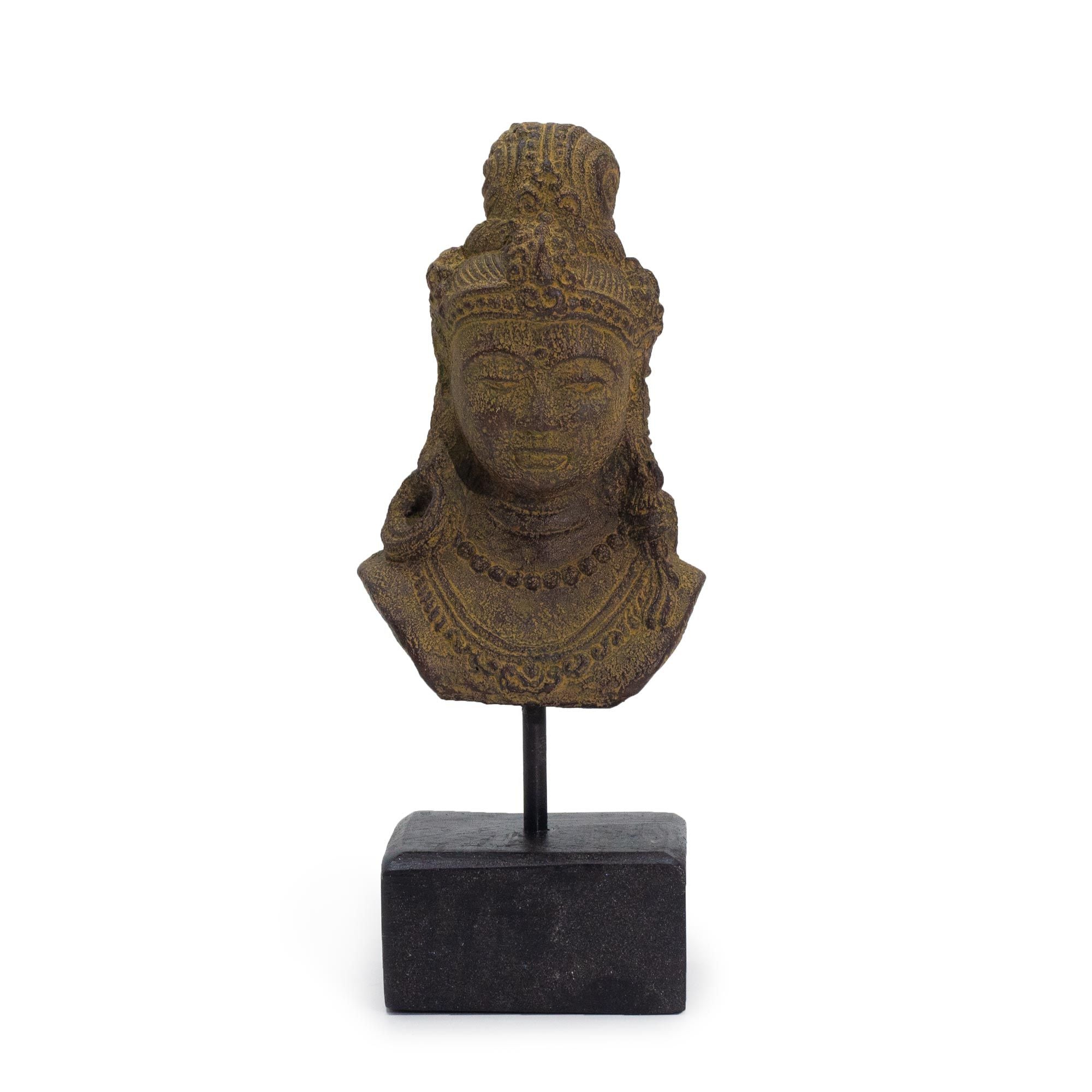 statue princesse java foncé sur socle décoration zen artisanale indonésie