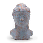 statue bouddha bleu cuivré tête décoration zen artisanale indonésie