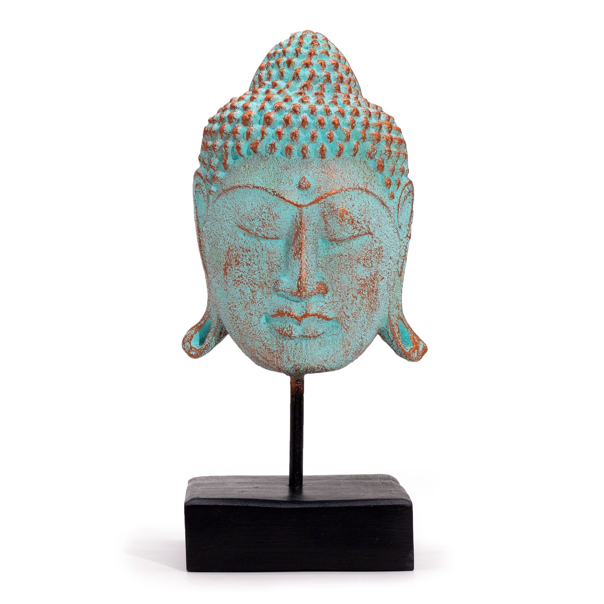 statue tete bouddha verte cuivre decoration zen harmonie