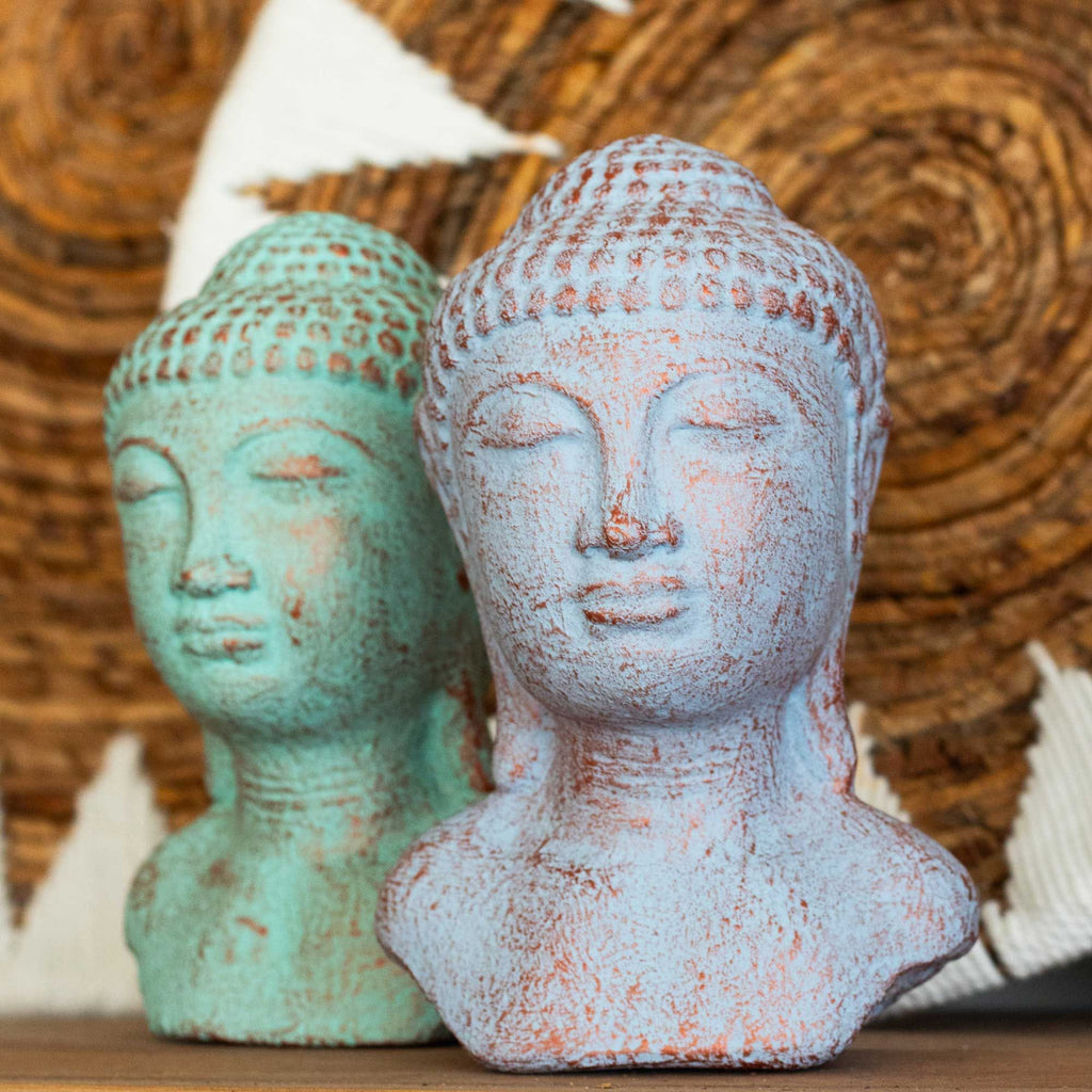 statue bouddha bleu cuivré déco intérieure ambiance zen