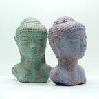 statues bouddha vert et bleu décoration zen artisanale