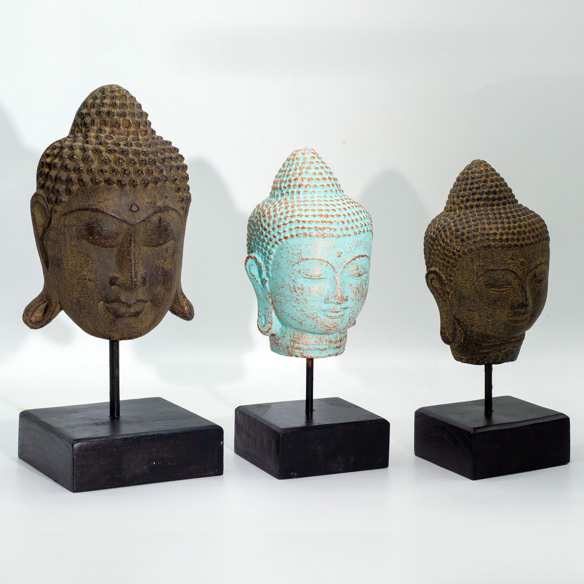 statues bouddha couleurs bleu vert fonce decoration zen collection