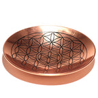assiette offrande cuivre fleur de vie motif geometrie sacree purification smudge rituel