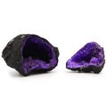 Géode Calcite Colorée Roche Noire | Violet Intense & Décoration Zen