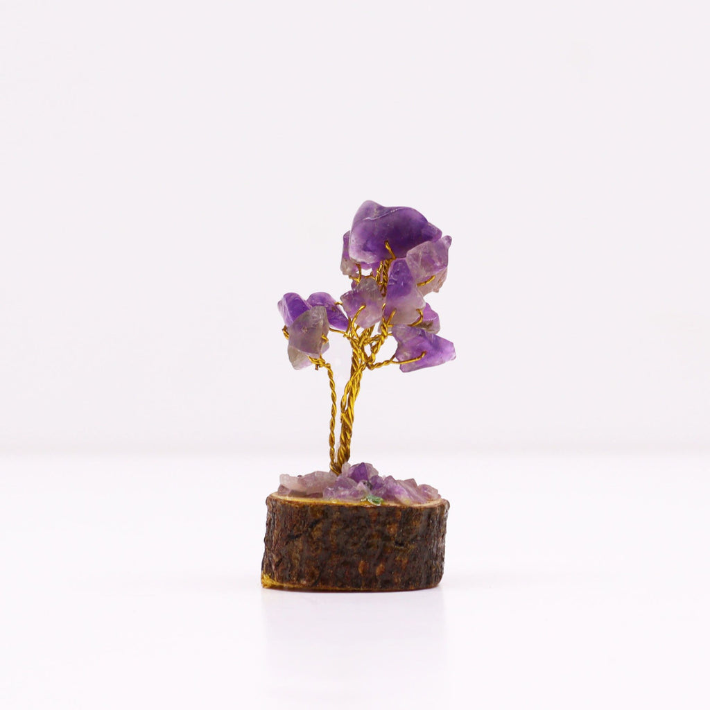 Arbre de Pierres Améthyste | Décoration Zen sur Socle en Bois