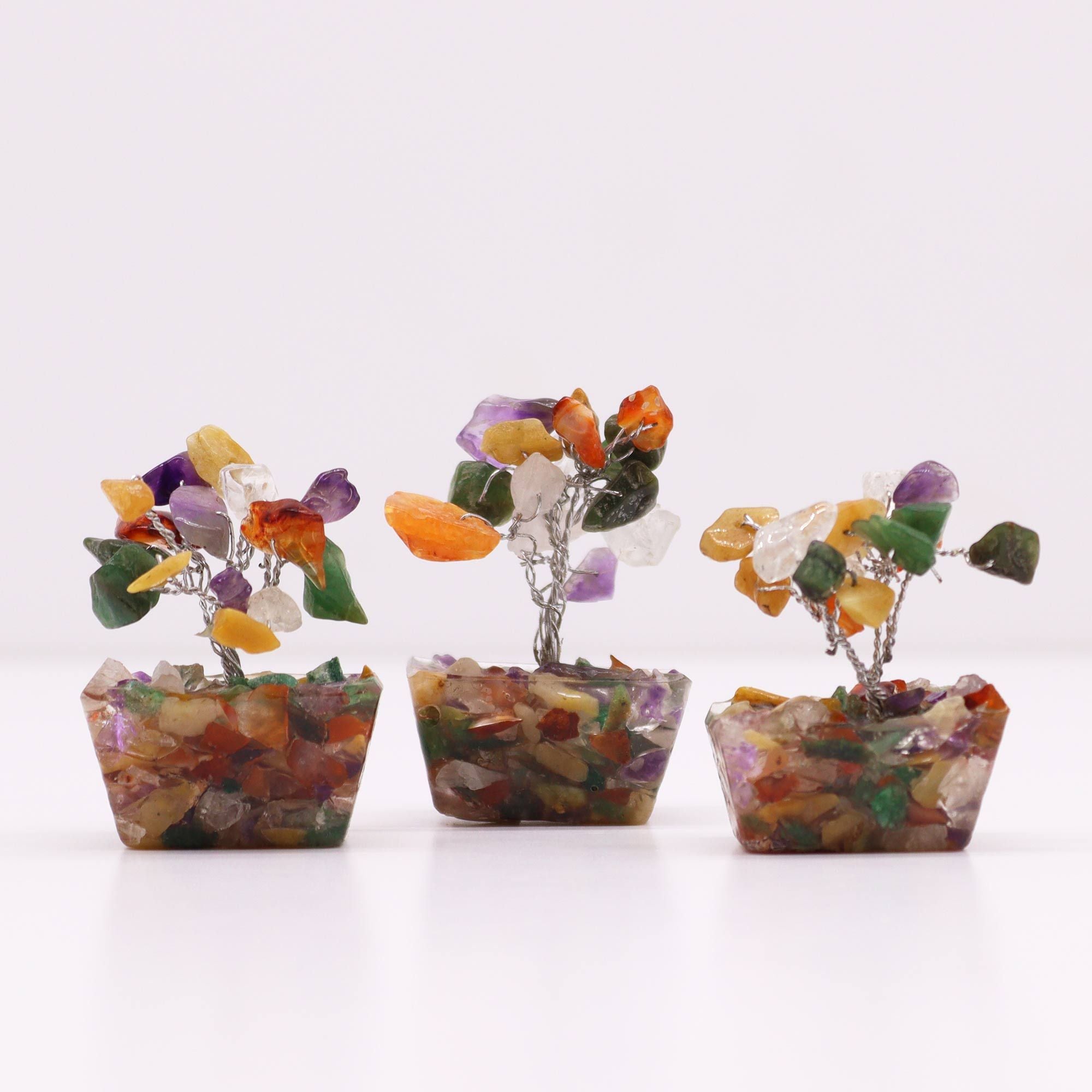 Arbre de Pierres Précieuses Mini | Base Orgonite & Multi-Pierres