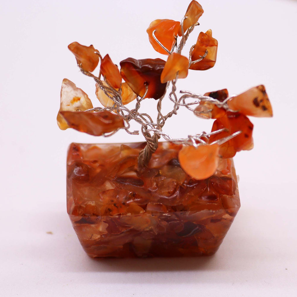 Arbre de Pierres Cornaline & Orgonite | Décoration Zen Miniature