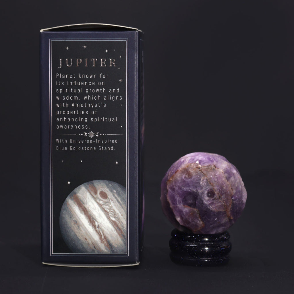 Sphère Améthyste naturelle 40mm | Socle Goldstone scintillant
