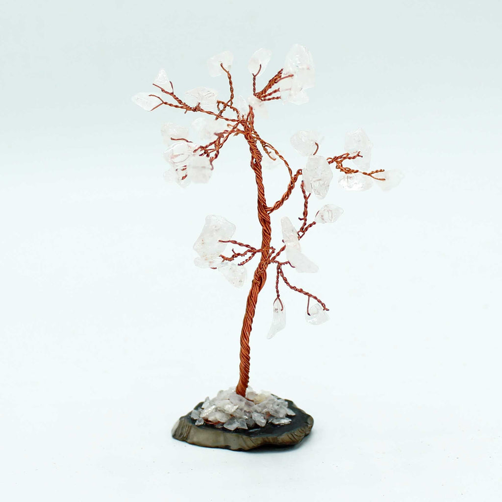 Arbre de Pierres Quartz Cristal | Décoration Zen sur Socle Agate Noire