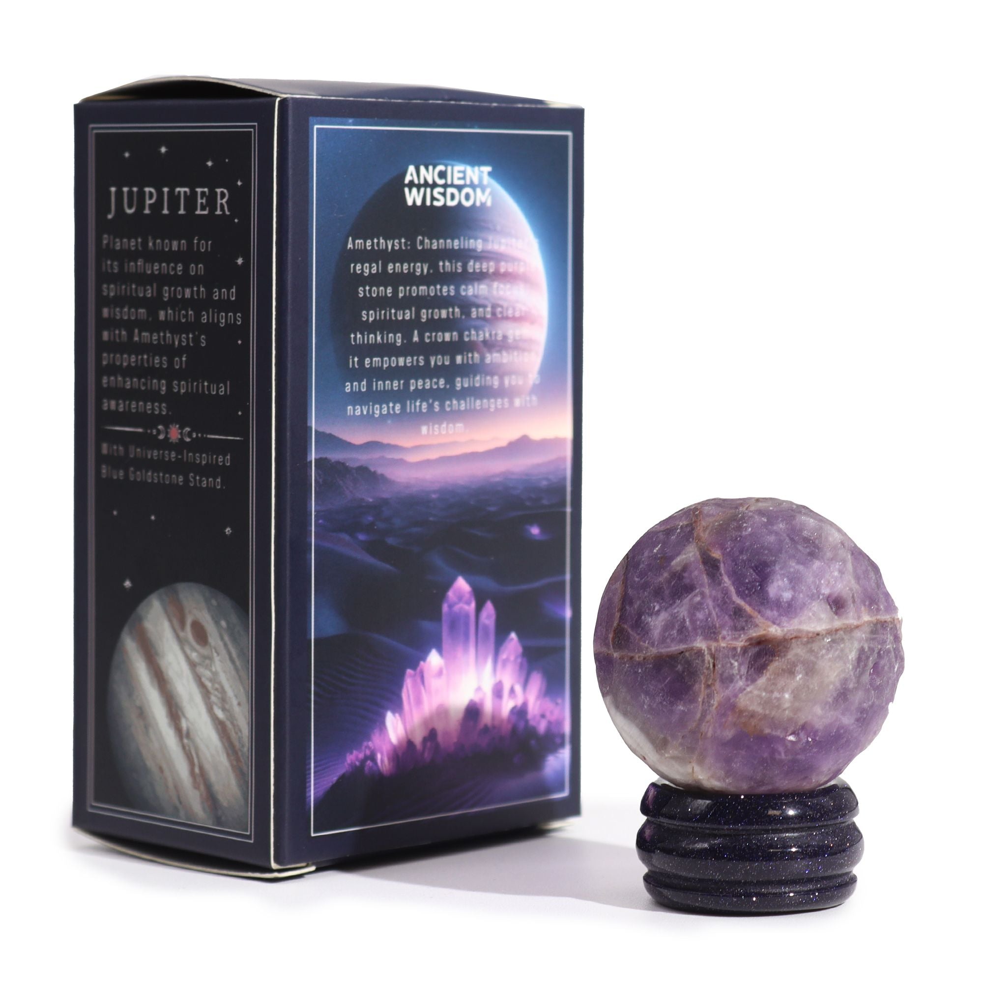 Sphère Améthyste naturelle 40mm | Socle Goldstone scintillant