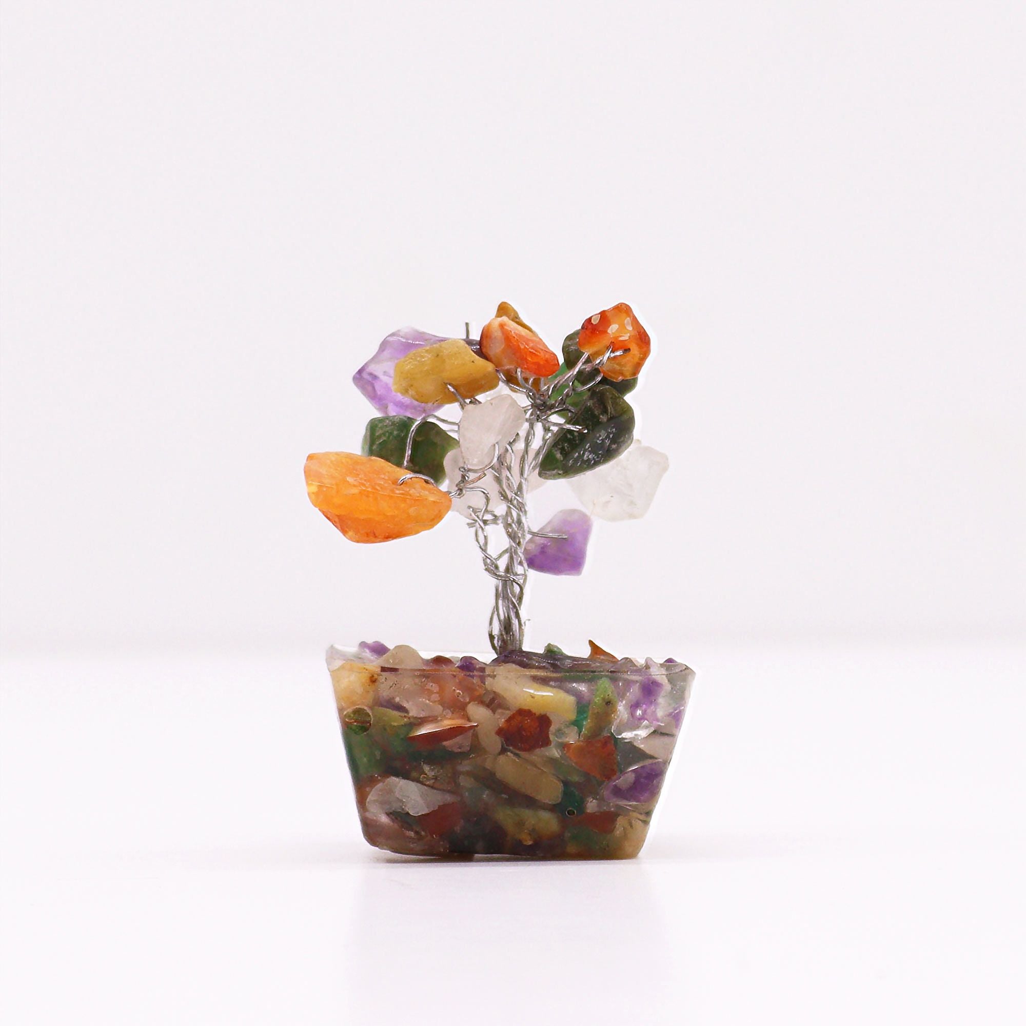 Arbre de Pierres Précieuses Mini | Base Orgonite & Multi-Pierres