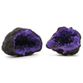 Géode Calcite Colorée Pierre Noire | Décoration Bleue Unique
