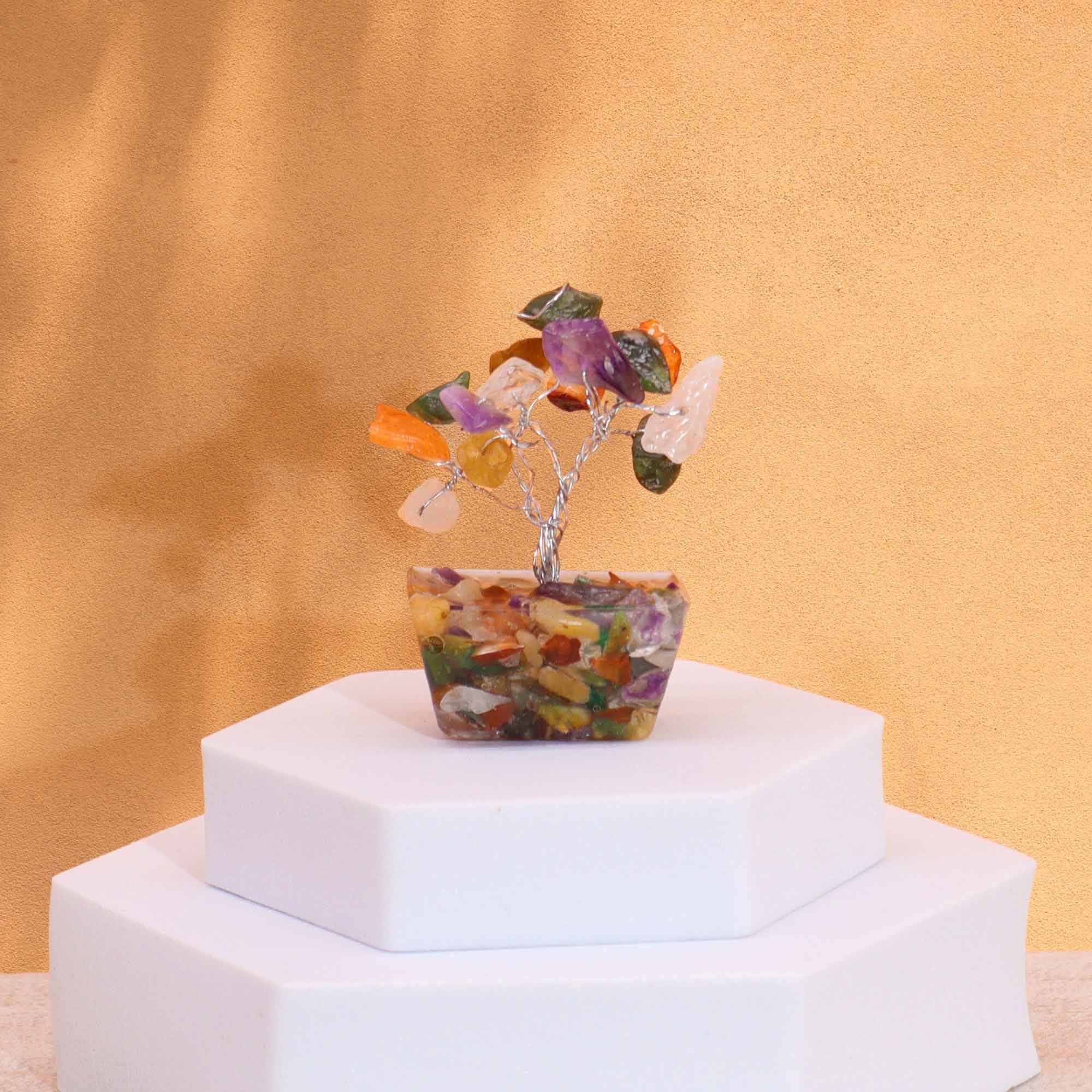 Arbre de Pierres Précieuses Mini | Base Orgonite & Multi-Pierres