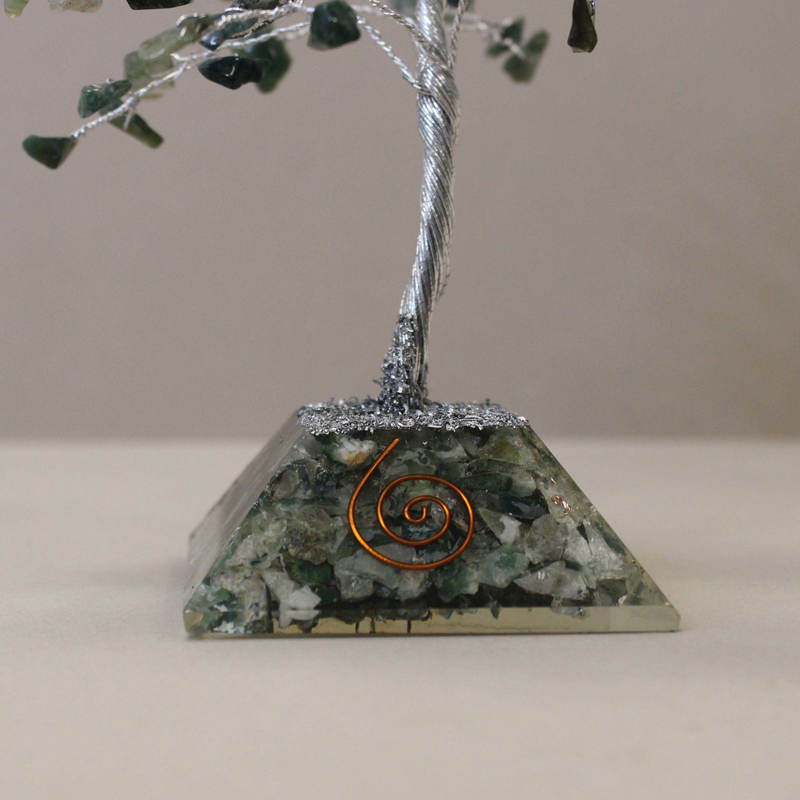 Arbre de Pierres Agate Mousse & Orgonite | Décoration Zen 160 Pierres