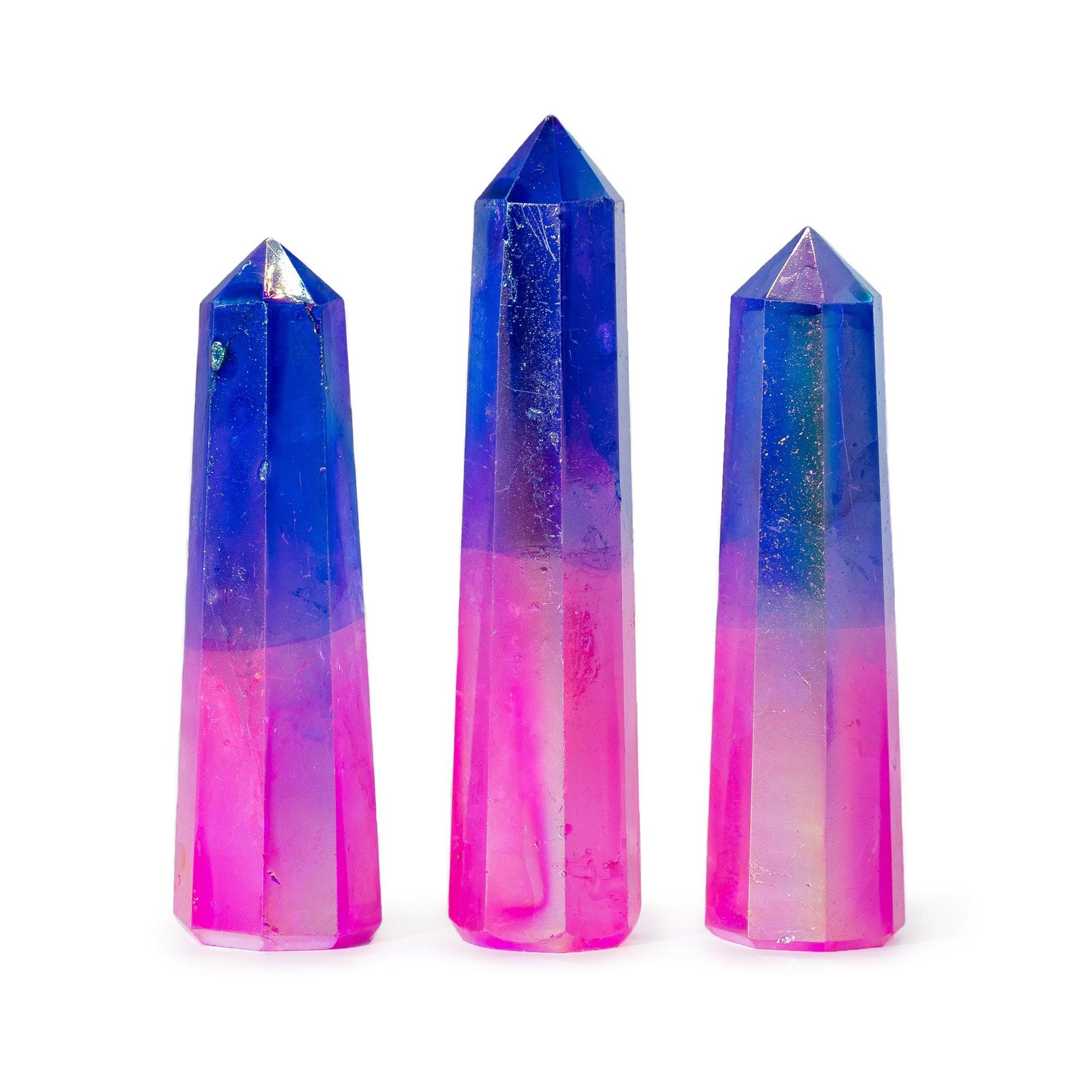 Obélisque en Quartz Aurora | Rose & Bleu, Reflets Nacrés